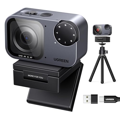 UGREEN FineCam Pro 4K Webcam for PC with 7 Filters Switching, 1/2" Sensor, Auto Framing, Face AE, AI Noise-Canceling Mic, Gesture Control, PDAF Auto Focus for Streaming, Conference, Zoom, Sw