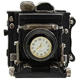 Retro Miniature 2-1/2' Resin Camera Figurine with Quartz Clock