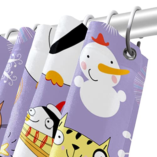 Rideau de douche imperméable chat et pingouin 183x183 cm anti-moisissure - 6