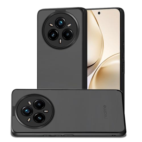 Image of AESTMO Realme 14 Pro Plus 5G Back Cover | 360 Protection | Matte Frosted Hard Back Translucent | Bumper Case for Realme 14 Pro Plus 5G (Smoke Black Matte PC+Black TPU Bumber)