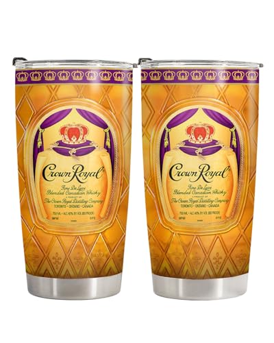 fat mummy Royal Whiskey Inspired Tumbler King Crown Style Stainless Steel Travel Mug with Lid Funny Drinking Gift for Men and Women