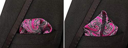 MOHSLEE Men Party Floral Silk Suit Cravat Tie Woven Ascot Pocket Square 2Pcs Set - Thumbnail 4
