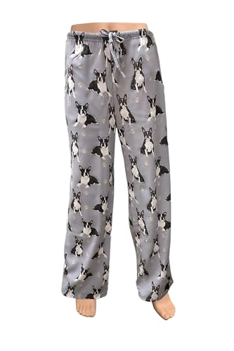 E & S Imports Womens Boston Terrier Dog Lounge Pants - Dog Pajama Pants Bottoms - Large