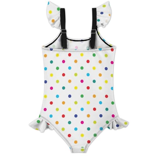 Image of Girls One Piece Swimsuit Polka Dots Ruffles Swimwear Bathing Suits 3-12 Years