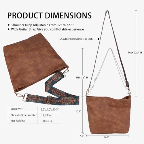 Gladdon Women Hobo Crossbody Bag Leather Tote Shoulder Handbag with Adjustable Strap - Image 3