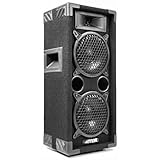 MAX MAX26 - Altavoz pasivo, Altavoz para Fiestas, Altavoz para Fiestas de 600 vatios, 2 woofers Dobles de 6 Pulgadas, pasivo, Asas de Transporte, Altavoz para DJ, Caja acústica, Negro