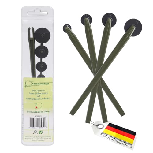 Green Smoother Silikonabzieher Set | Fugenglätter & Fugenabzieher 6-teilig | Fugenwerkzeug für Silikon & Acryl in Bad Küche & Fliesen | Mit Schwenkfunktion & 4 Aufsätzen | Made in Germany