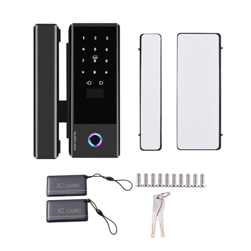 Swokely Smart Lock - Serratura per porta in vetro con telecomando WiFi App TY, password per impronte digitali, scheda IC, direzione del corpo della serratura sostituibile per 10-12 mm di spessore