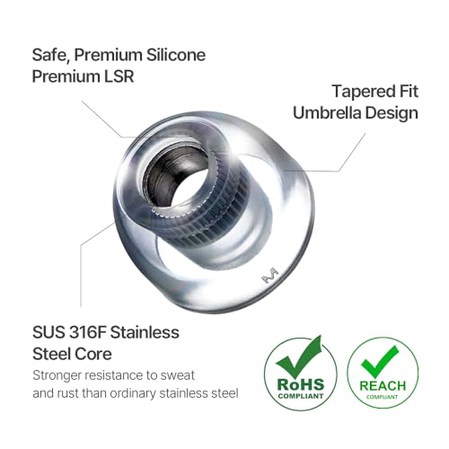 Image of AZLA Mithryl IEM Ear Tips, Stainless Steel Core Earbud Replacement Tips | Compatible with HiFi IEMs, Spacious Sound Stage, Deep Bass, Clear Highs, Not for TWS