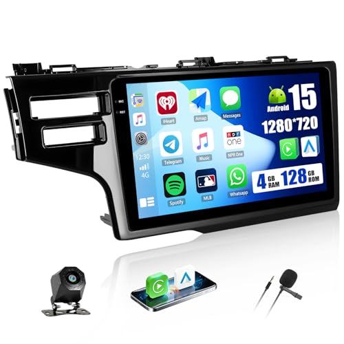 [4+128GB] Android 15 Car Radio Stereo for Honda Fit 2014-2018 with Wireless CarPlay Android Auto,9