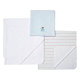 SpaSilk Kid's 4-Pack Flannel Receiving Blanket Set, Blue Bear