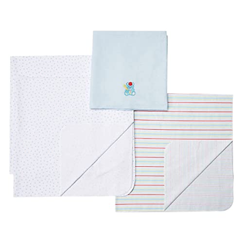 Spasilk Receiving Baby Blanket, 100% Cotton Flannel Blanket, Pack of 4, Blue Bear