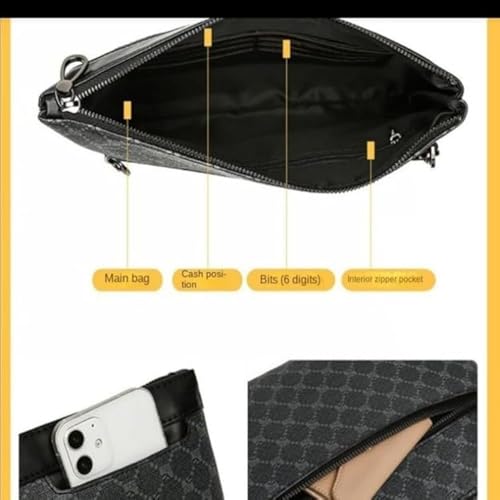 شنطة يد صغيرة للرجال من جلد البولي يوريثين بسعة كبيرة بنمط منقوش، شنطة كتف رفيعة للسفر للعمل والمكتب والاجتماعات والاستخدام اليومي