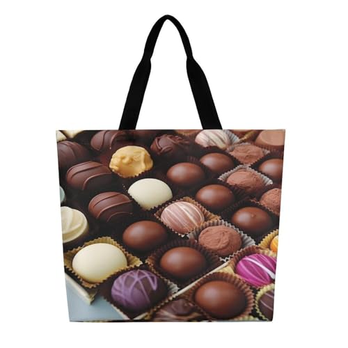 Women's Multi-Functional Shopping Bag，Color Chocolate Printing Messenger Bag Shoulder Bag for Travel, Work, Shopping & Parties with Inner Pocket, Grocery Bag Lightweight & Water-Resistant3