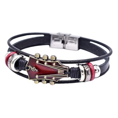 Pulsera de guitarra de piel sintética retro, guitarra retro para hombres y...
