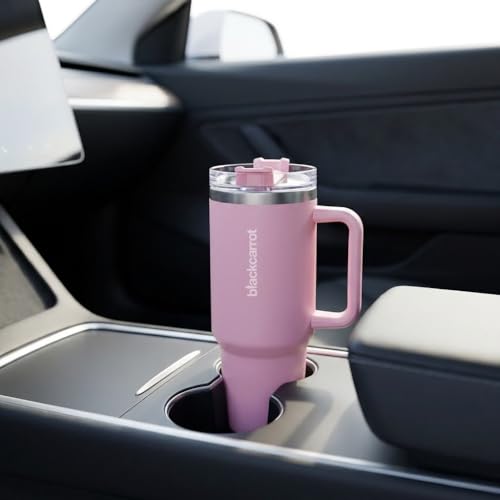 Image of BLACKCARROT 1200ml Double Wall Sipper with Straw and Lid, Tumbler Water Bottle, Black Carrot 304 Grade Stainless Steel Tumblers for Hot and Cold, Coffee Travel Mug, Pink