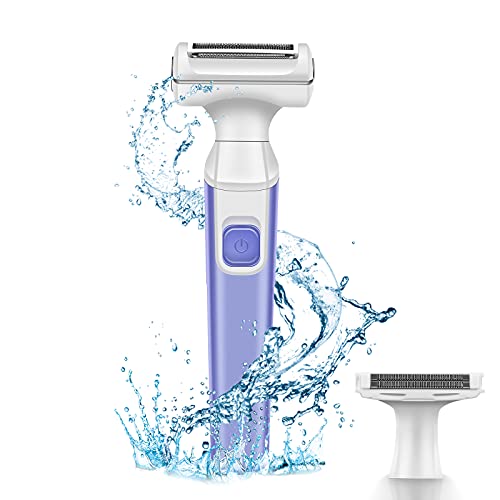 2-in-1 Electric Razors for Women, Painless Womens Electric Shaver Bikini Trimmer Body Hair Removal for Face Legs and Underarm, Portable Pubic Women Hair Razors Wet and Dry Use