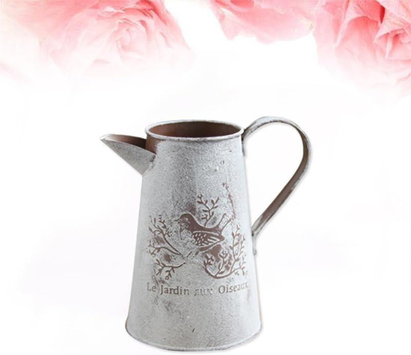 Vintage Flower Arrangement Bucket 4.33 Inch Iron Planter with Protective Coating Garden Tin Vase for Home Office Balcony Decor and Watering - Image 9