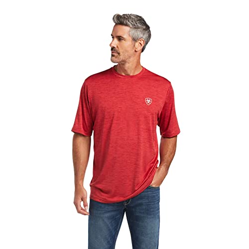 Image of ARIAT Men's Scooter Charger Vertical Flag Graphic Short Sleeve T-Shirt Red US