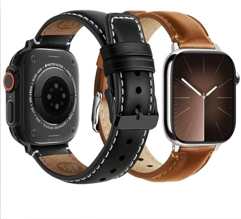 Fullmosa 2 Stück Lederarmbänder Kompatibel mit Apple Watch Armban...