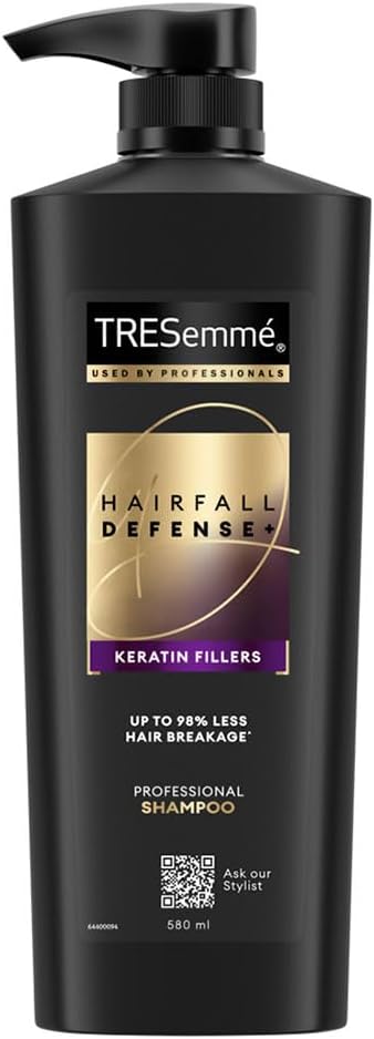 TRESemme Hairfall Defense+ Shampoo 580ml With Keratin Fillers | Longer and Stronger hair | Prevents Hair Fall due to Breakage | Paraben-Free