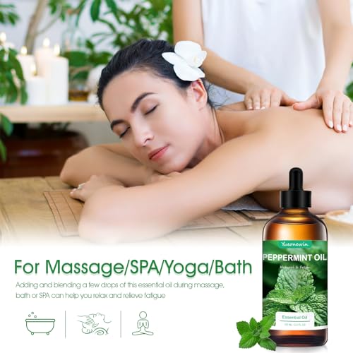 Pfefferminzöl 100 ml, Reines Pfefferminz Ätherische Öle für Diffusor, Minzöl Ätherisches Öl Aromatherapie Duftöle für Massage, DIY, Seife, Kerzenherstellung, Bad, Geschenke für Frauen Weihnachten