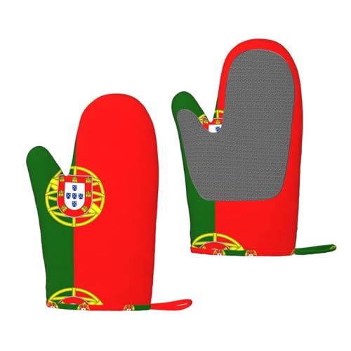 Manoplas de horno de silicona con la bandera portuguesa, paquete de 2 unidades, aisladas gruesas para hornear al aire libre y microondas