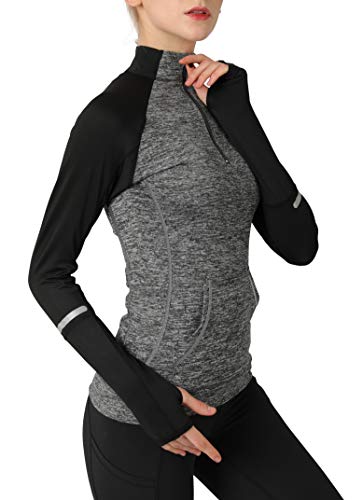 Women's Yoga Long Sleeves Half Zip Sweatshirt Girl Athletic Workout Running Jacket gy s