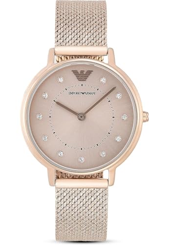 Emporio Armani Orologio Donna, movimento a due lancette, cassa in acciaio inossidabile rosa 32 mm con bracciale in acciaio inossidabile, AR11129