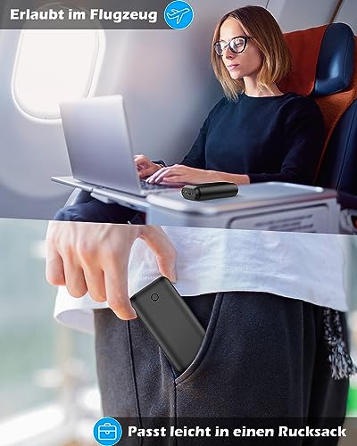 Heganus Powerbank 10000mAh, Mini Kompakte Externer Akku, Kleine und Leichter Power Bank mit Micro+USB C, Handy Ladegerät Leicht Compact Externer Batterie für iPhone,Samsung,Huawei,iPad (Schwarz) - 7