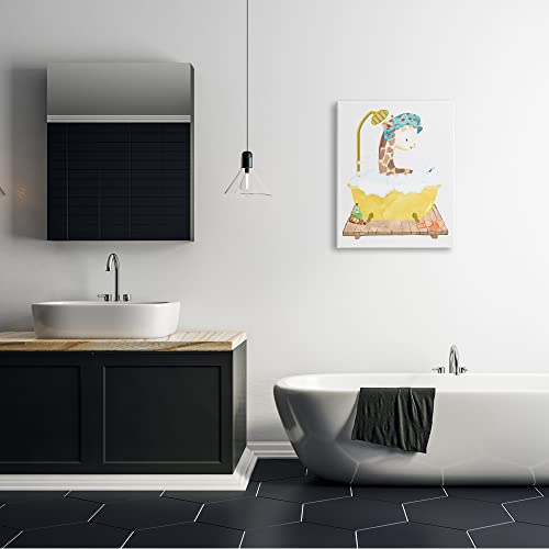 Image of 'Children's Giraffe Animal Bubble Bath Yellow'| Canvas Art | Stupell Industries | 24 x 30 Inches, Easy to Hang and Sturdy, Made in USA, by Erica Billups