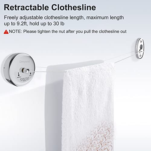 Dmyond Retractable Clothesline, 304 Stainless Steel Clothing Line Dryer With Adjustable Rope String, 9.2 Feets Clothes Line For Hanging Drying Indoor Room Bathroom Laundry Outdoor Travel #TOP1