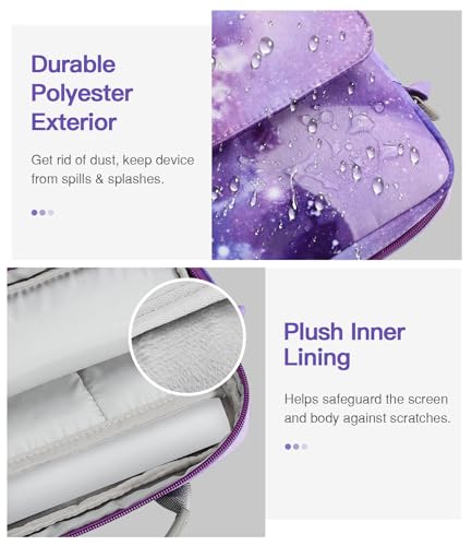 Image of MoKo 15 Inch Laptop Sleeve Bag Fits New Mac Air 15 inch M5 2026, Mac Pro 14 inch M5 /M5 Pro /M5 Max 2026, Galaxy Tab S9 Utra 14.6 inch 2023, Handle Carrying Case with Shoulder Strap, Purple Starry Sky