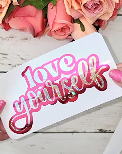 Ahijoy Holographic Opal Yellow Pink Vinyl Permanent Adhesive Bundle 7 Pack 12"X12" Self Adhesive Vinyl Sheets Cup Mug Stickers Diy Gifts Holiday And Party Decor #TOP6