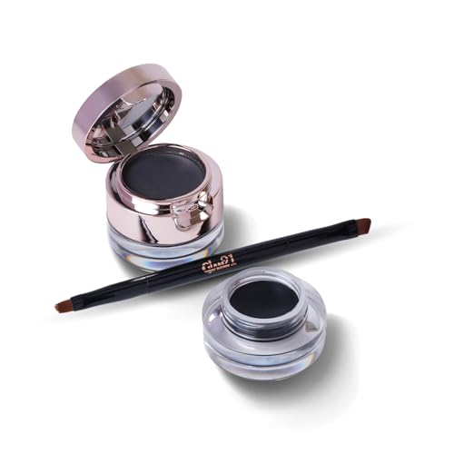 Glam21 2-in-1 Eyebrow Powder & Gel Eyeliner | Intense Black Color | Quick Drying & Lasts 24 hrs | Smudge & Water Proof |Quick-Dry | Dual-Ended Brush | Inbuilt Mirror for Touch-up |4gm