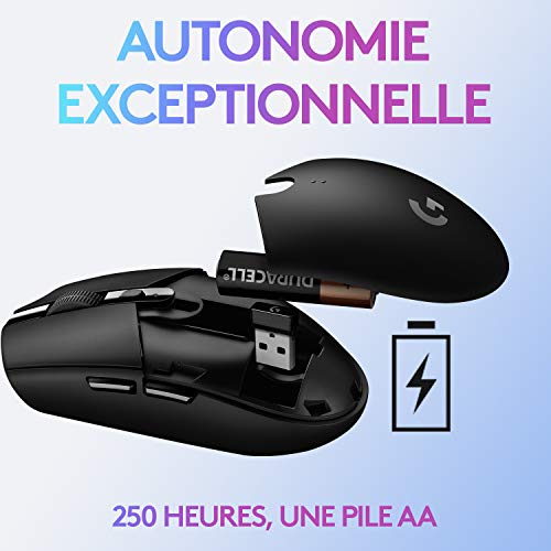 Logitech G305 Souris Gamer sans Fil, Capteur Gaming HERO, 12000 PPP, Ultra-Léger, 6 Boutons Programmables + Casque Gaming sans fil LIGHTSPEED G733 de Logitech avec Bandeau de Suspension, LIGHTSYNC RVB