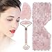 Jade Roller Gua Sha, Rose Quartz Eye Pad Wałki Kosmetyczne do Twarzy Zestaw Skrobaków Zestaw Narzędzi do Masażu Kamieniami Gua Sha z Pudełkiem na Twarz Ramiona z Tyłu