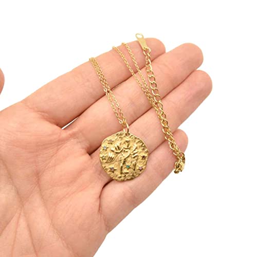 Collar Zodiaco Virgo Acero Inoxidable Baño Oro 14k
