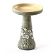 Birds Choice Burley Flowering Daisy Clay Bird Bath, Medium, Green
