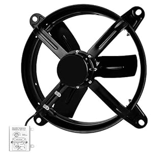 HealSmart 14 Inch Mount Fan Attic Gable Ventilator with Adjustable Temperature Thermostat, 1239 CFM, 14Inch, Black