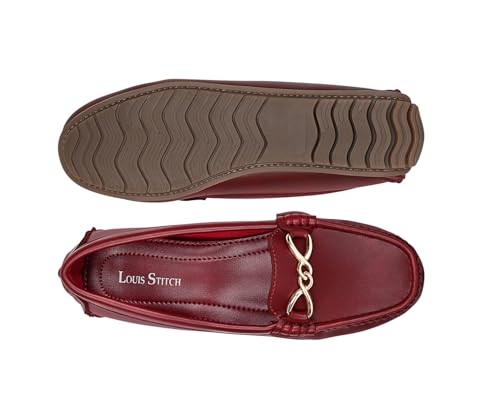 Image of LOUIS STITCH Women's Premium Slip-On Loafers with Buckle | Elegant Solid Slip-On Comfort Shoes for Casual and Formal Wear | Slip-On Loafer Shoes for Women | LSLD-BLR-HS02