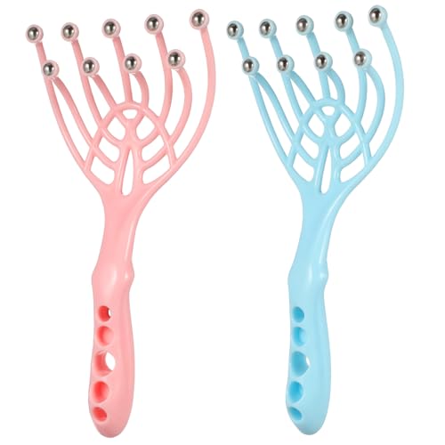 ROMISBABA 2 Pezzi Massaggiatore per Capelluto con Artigli Rotanti Strumento Portatile in Plastica Resistente per e Rilassante per Adulti