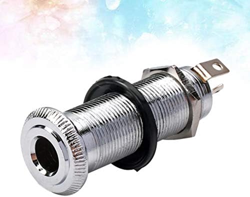 Healifty 1/4 Inch 6.35mm Threaded Cylinder Barrel Intput Output Jack Flush Stereo Mono Jack Plug Socket Acoustic Electric Guitar Bass Chrome