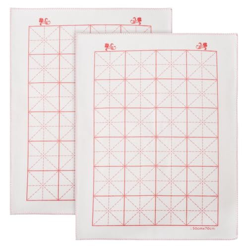 WEBEEDY 2 PCS Chinese Calligraphy Drawing Felt Mat White Felt Pads with Grids Desk Pad Chinese Calligraphy Set for Beginner Practicing for Drawing and Painting(24Grids,50x70x0.3 cm/19.7x27.6x0.1 inch)