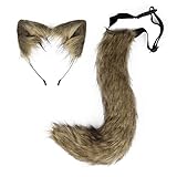 Lfzhjzc Animal Fox Ears Headband & Tail,Wolf Ears Tail Set, Costume Anime Cosplay, Big Furry Fox Tail Costume,for Halloween Party Costume Accessories (Color : I, Size : One Size)