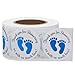 Hybsk 1.5 Inch Round Baby Shower Stickers, Thank You for Showering Us with So Much Love Blue Foot Print Total 500 Labels Per Roll (Blue Footprint)