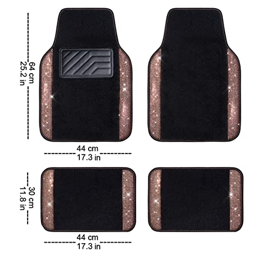 image for CAR PASS Bling Rhinestone Diamond Car Floor Mat, Crystal Sparkly Shini