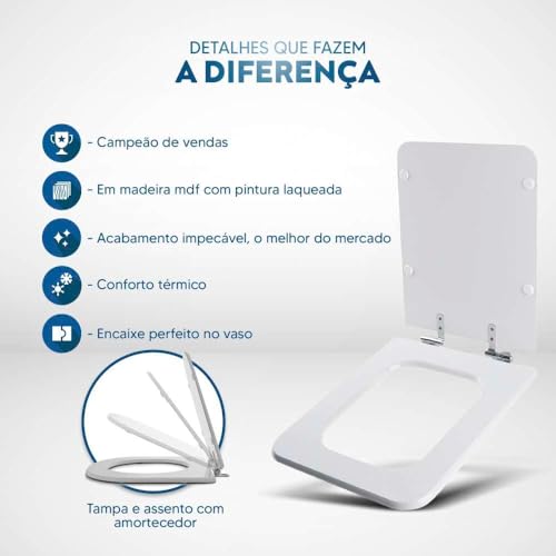 Assento Sanitário com Amortecedor Square Biscuit para vaso Incepa