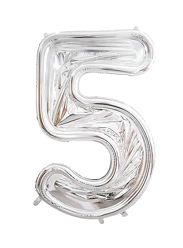 Cadre de ballon argenté en forme de chiffre 5 structure prestige Skywin pour réception