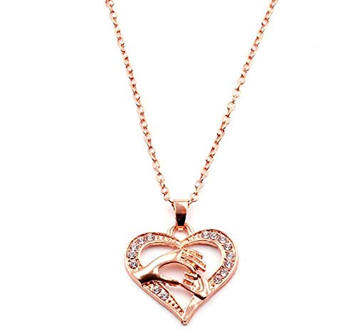 Preisvergleich Produktbild CKAWM Halskette Metallkette Schmuck Doppelhand Liebe Herz Halsketten Anhänger Für Frauen Statement Halskette Luxuriöser Kristallschmuck